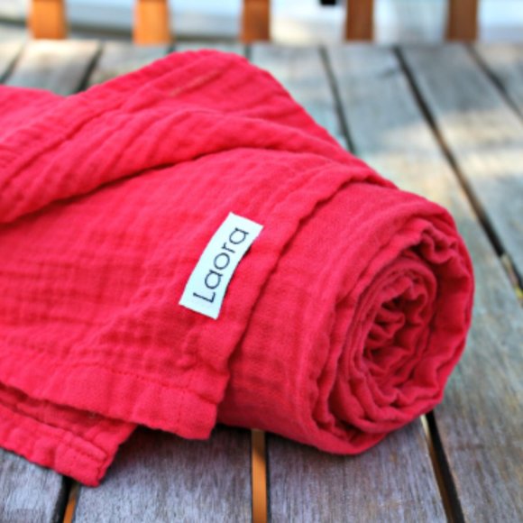 Laora organic gauze scarf in red color NWT - Picture 2 of 5